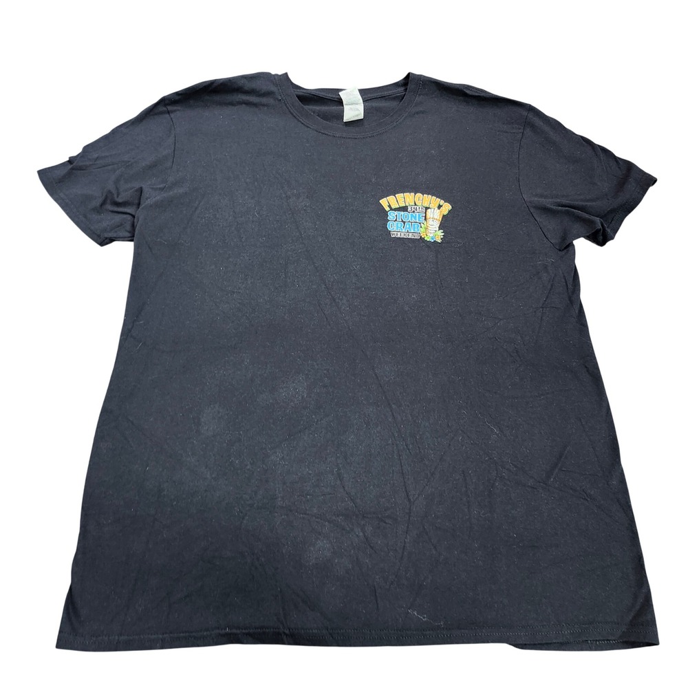 Gildan T-Shirt Mens XL Softstyle Black Frenchy's Stone Crab Weekend 2018 EUC